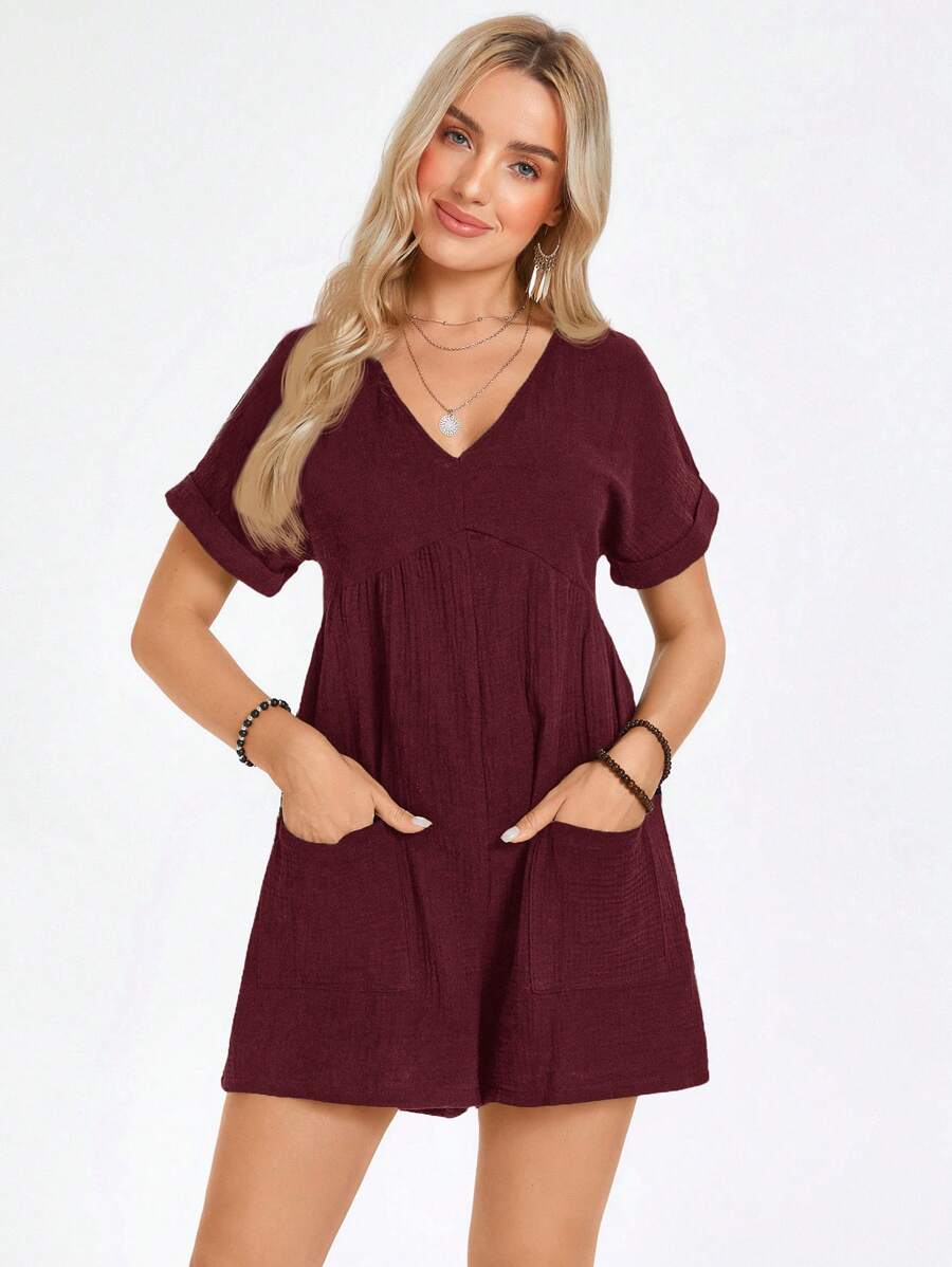 Macaquinho Laura Casual Jacquard Decote V