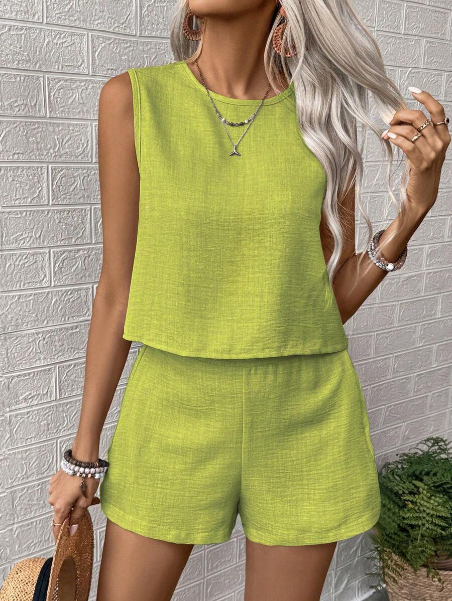 Conjunto Aurora Colete e Shorts Casual