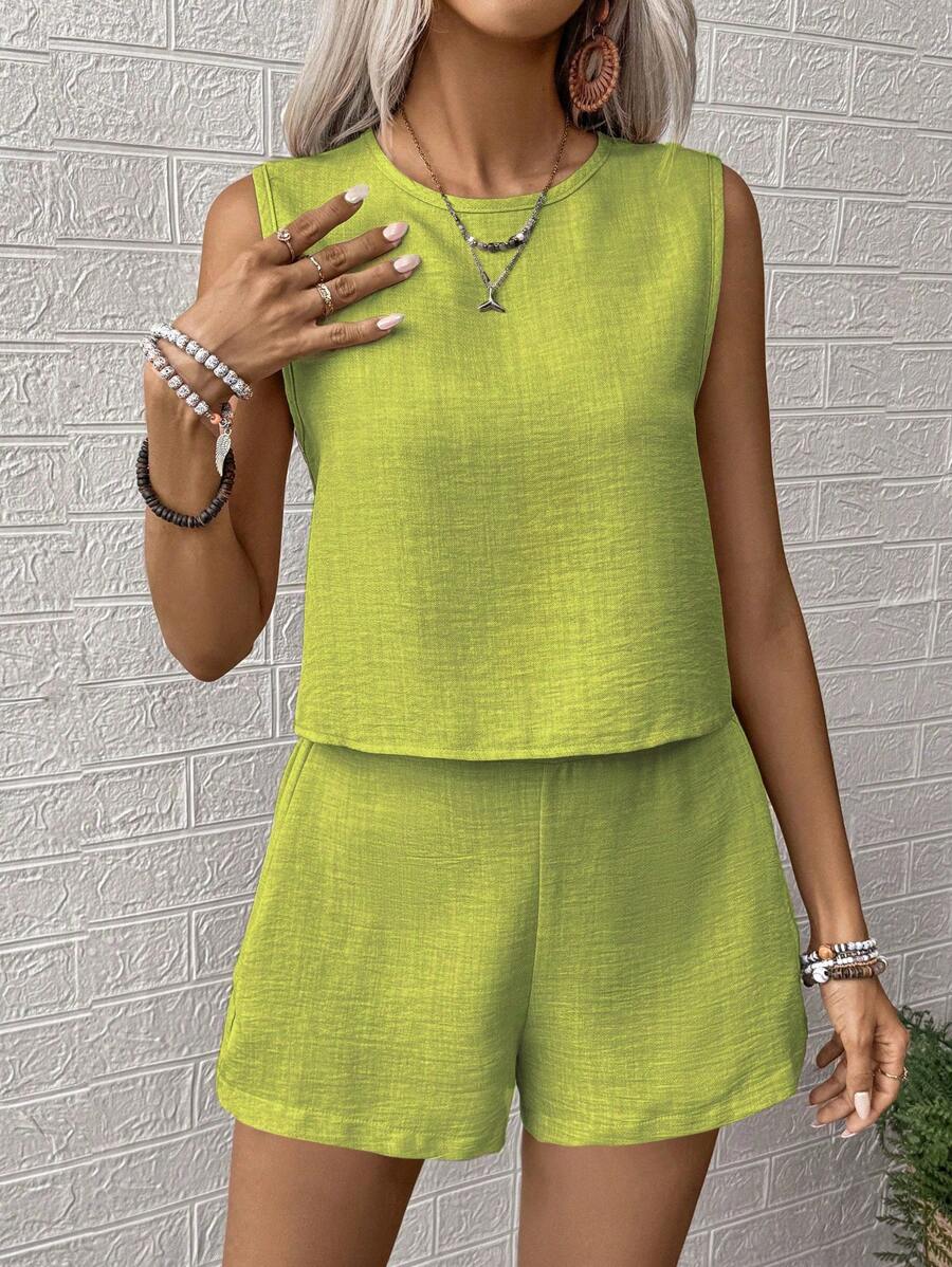 Conjunto Aurora Colete e Shorts Casual