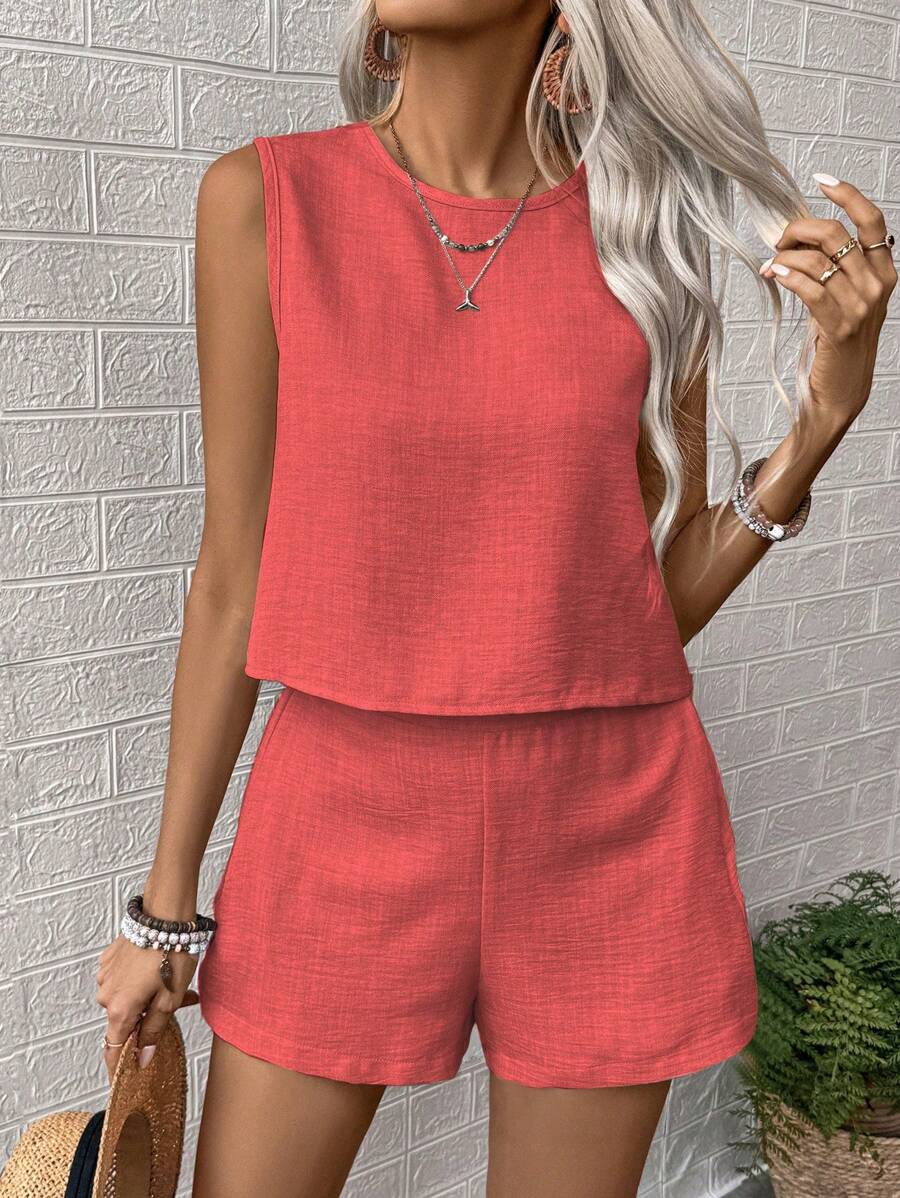 Conjunto Aurora Colete e Shorts Casual