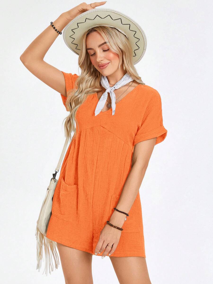 Macaquinho Laura Casual Jacquard Decote V