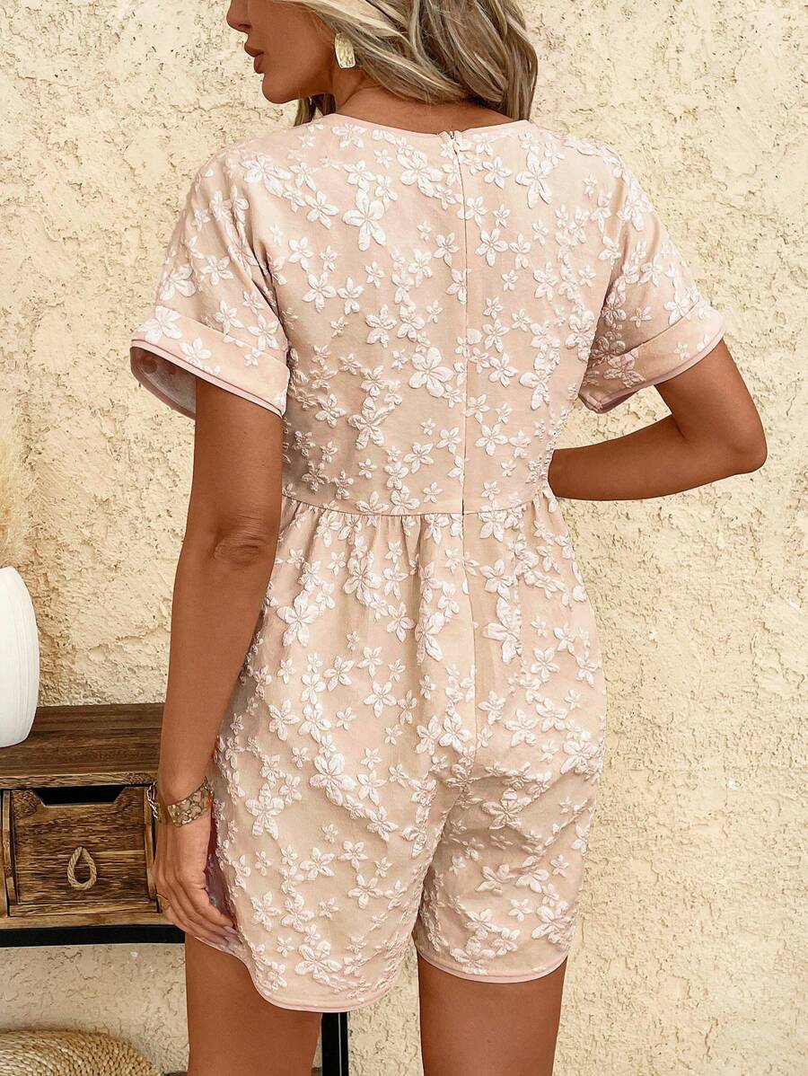 Macaquinho Laura Casual Jacquard Decote V