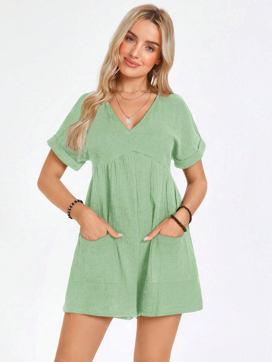 Macaquinho Laura Casual Jacquard Decote V