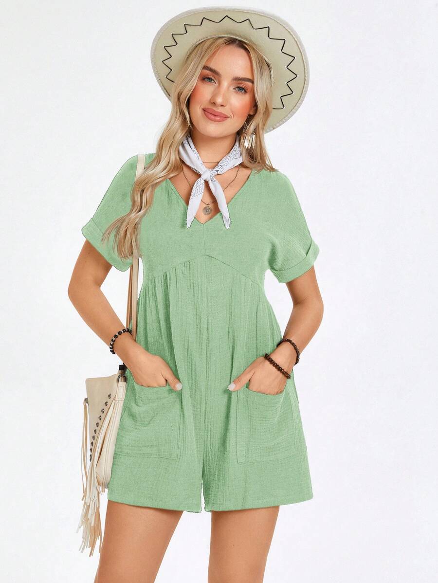 Macaquinho Laura Casual Jacquard Decote V