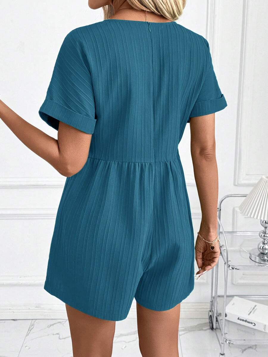 Macaquinho Laura Casual Jacquard Decote V