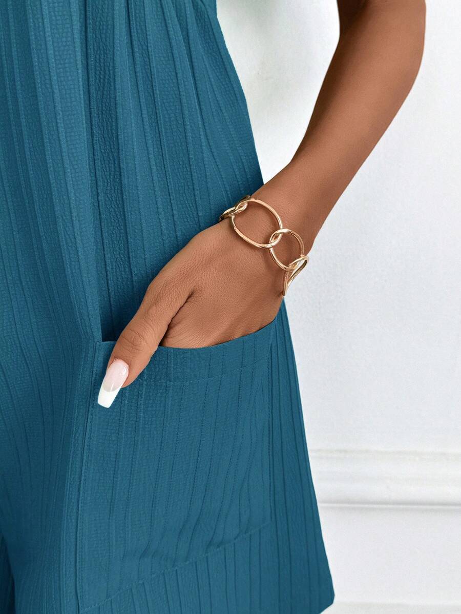 Macaquinho Laura Casual Jacquard Decote V