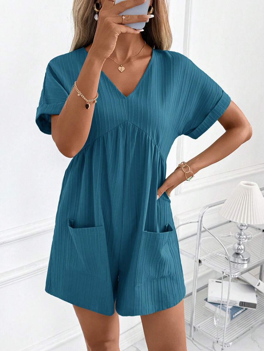 Macaquinho Laura Casual Jacquard Decote V