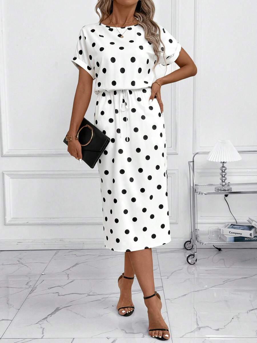 Vestido Sofia Casual Midi Manga Morcego com Fenda