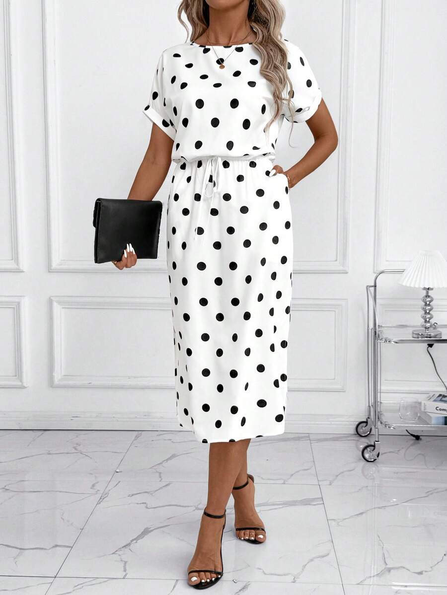 Vestido Sofia Casual Midi Manga Morcego com Fenda