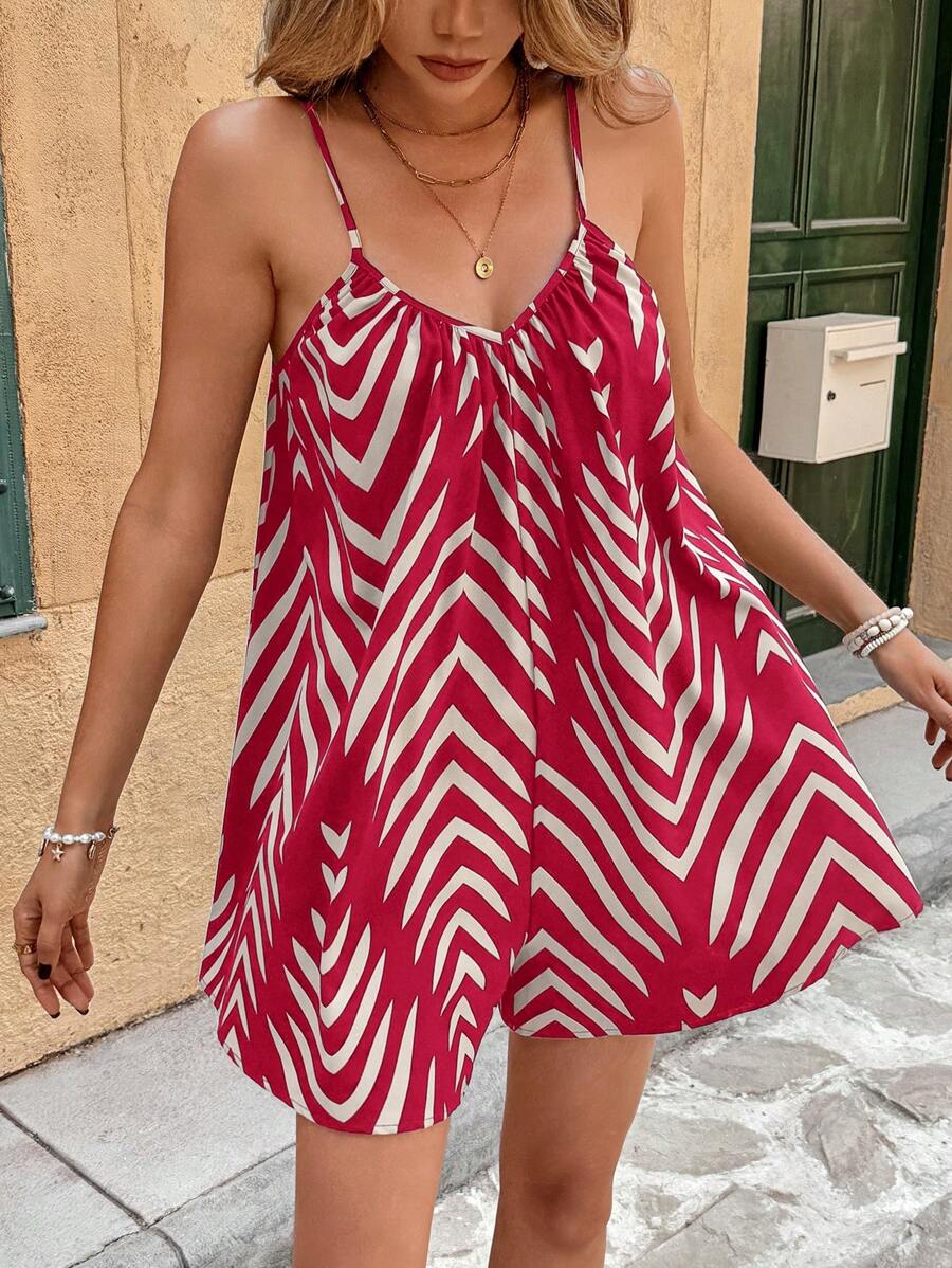 Macacão Curto Brillora Estampado Casual