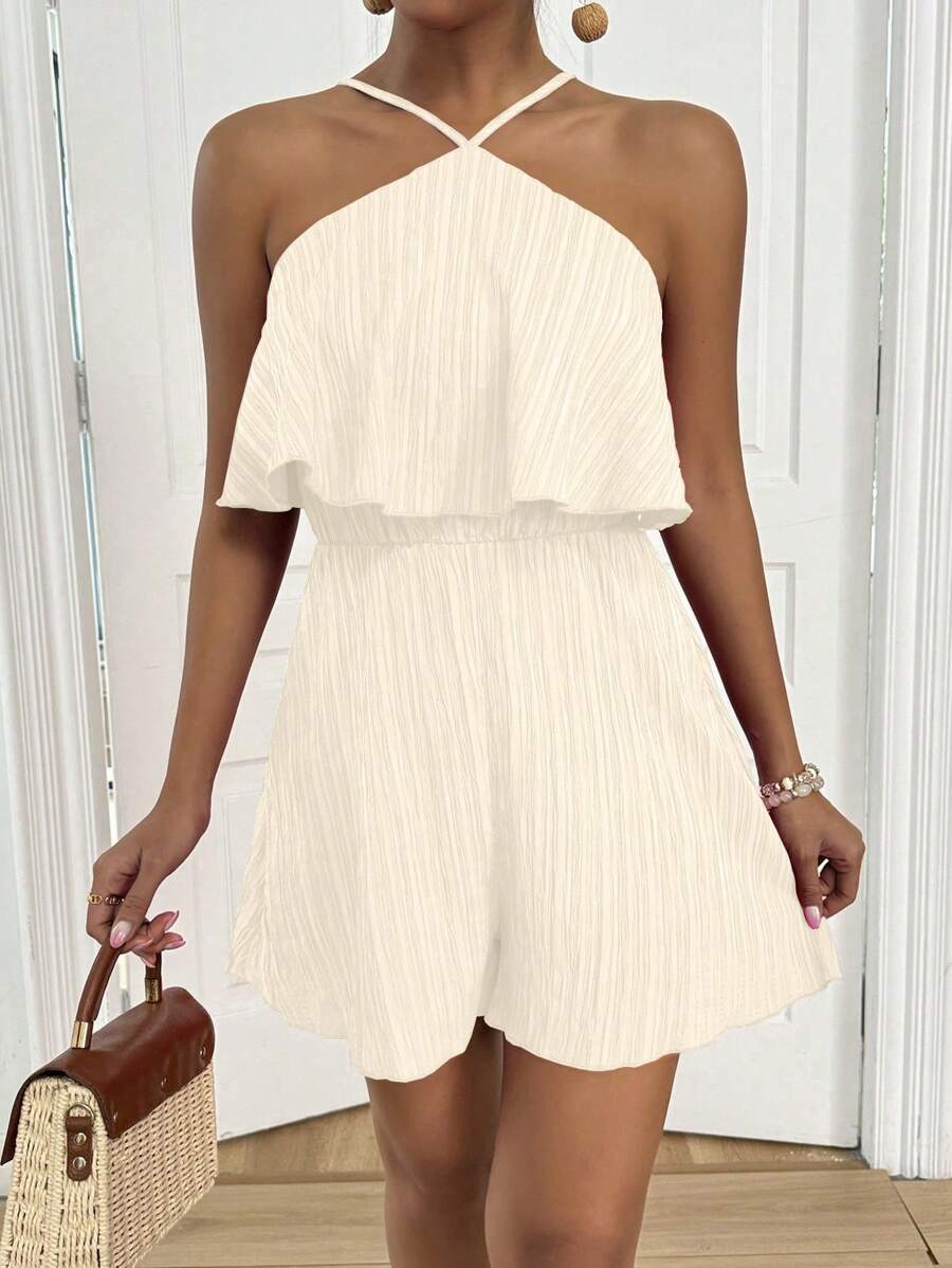 Macacão Breezaya Halter Seersucker Casual