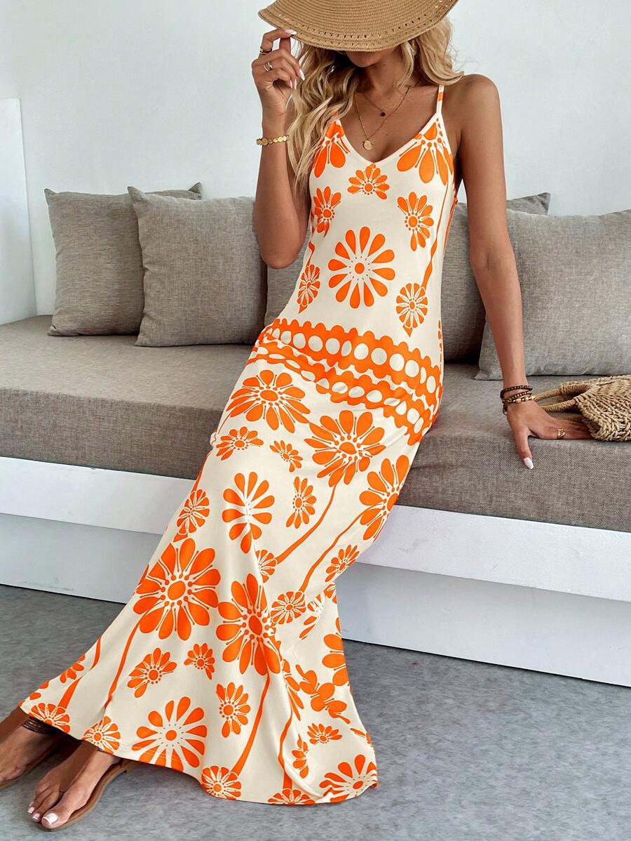 Vestido Maya Boho Longo Alça Fina Tropical