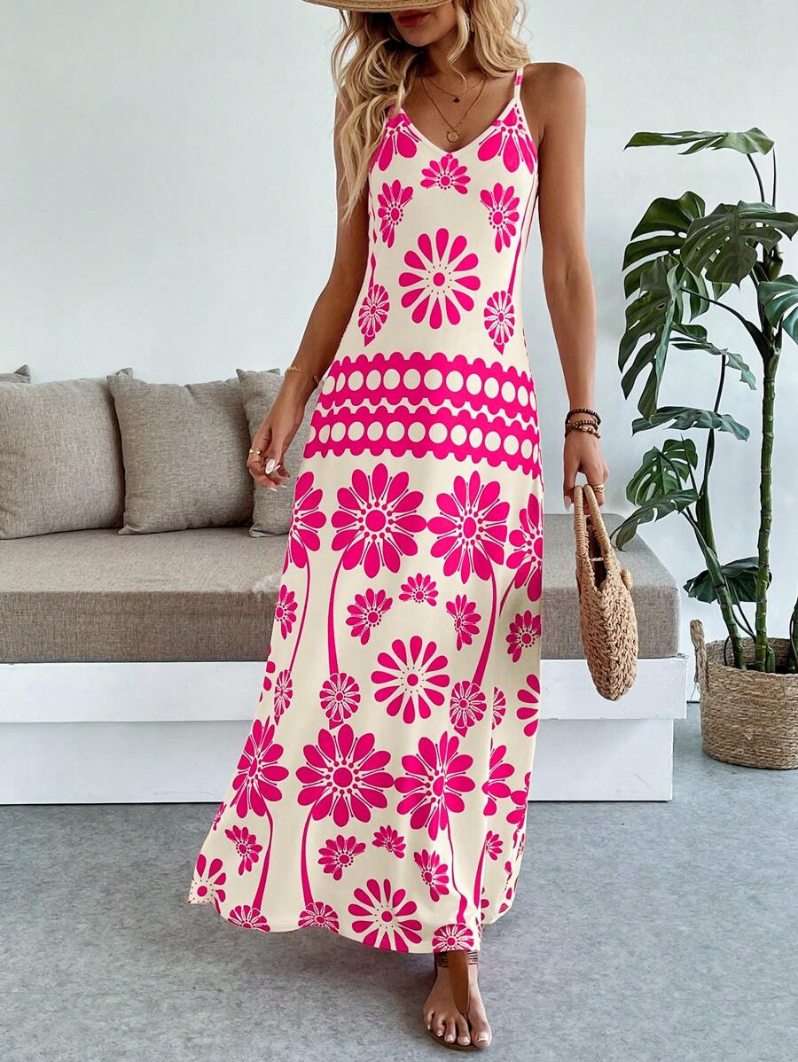 Vestido Maya Boho Longo Alça Fina Tropical