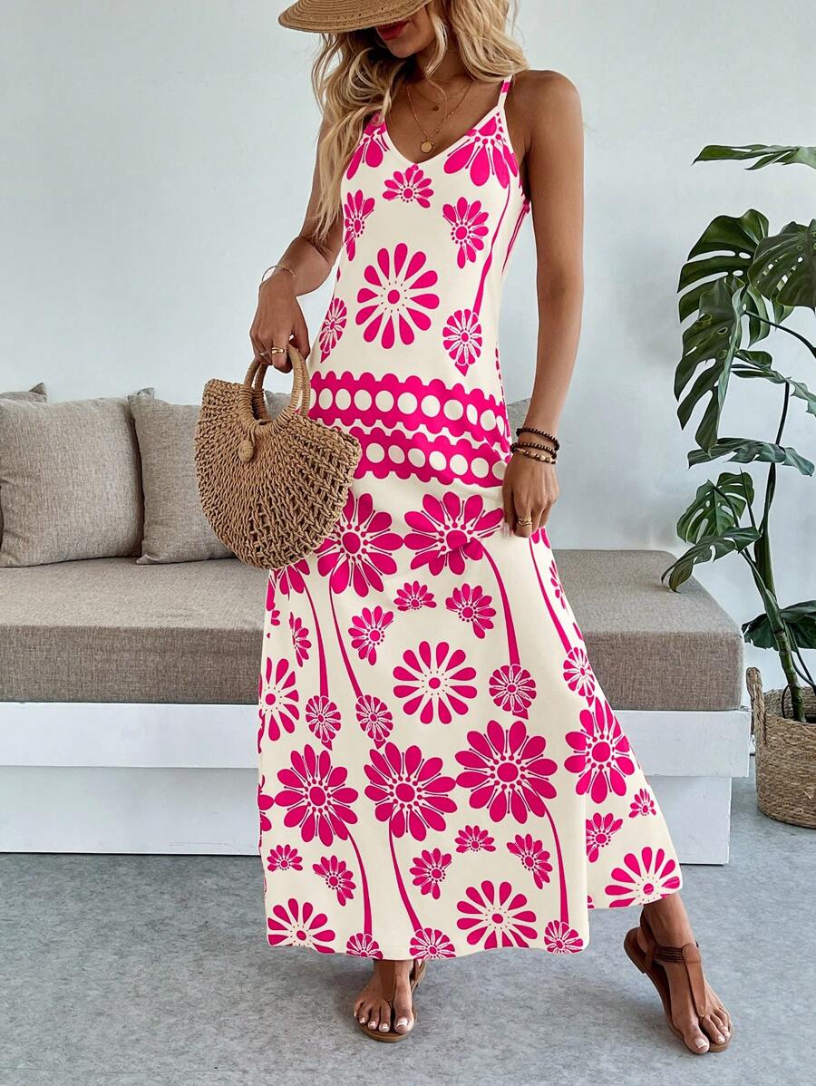 Vestido Maya Boho Longo Alça Fina Tropical