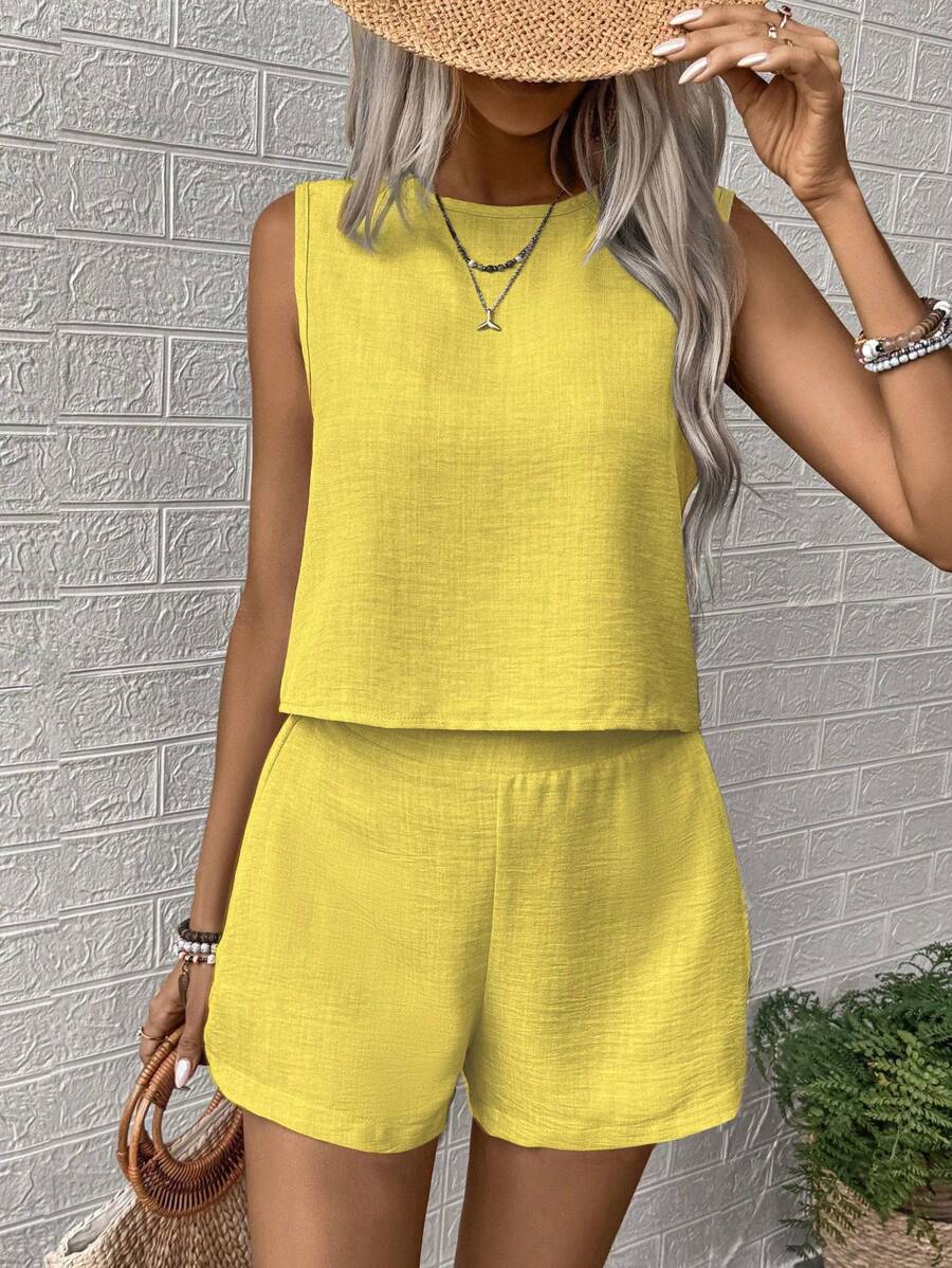 Conjunto Aurora Colete e Shorts Casual