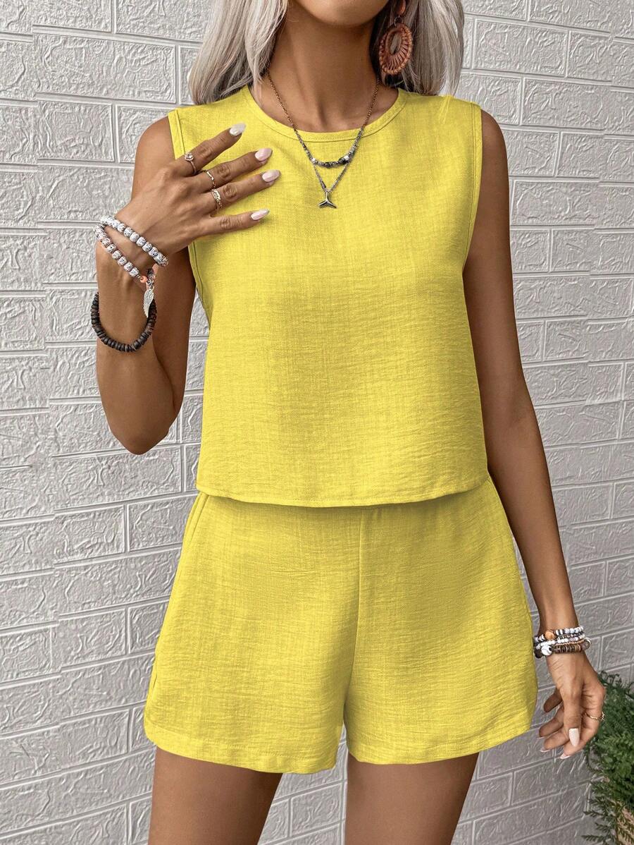 Conjunto Aurora Colete e Shorts Casual