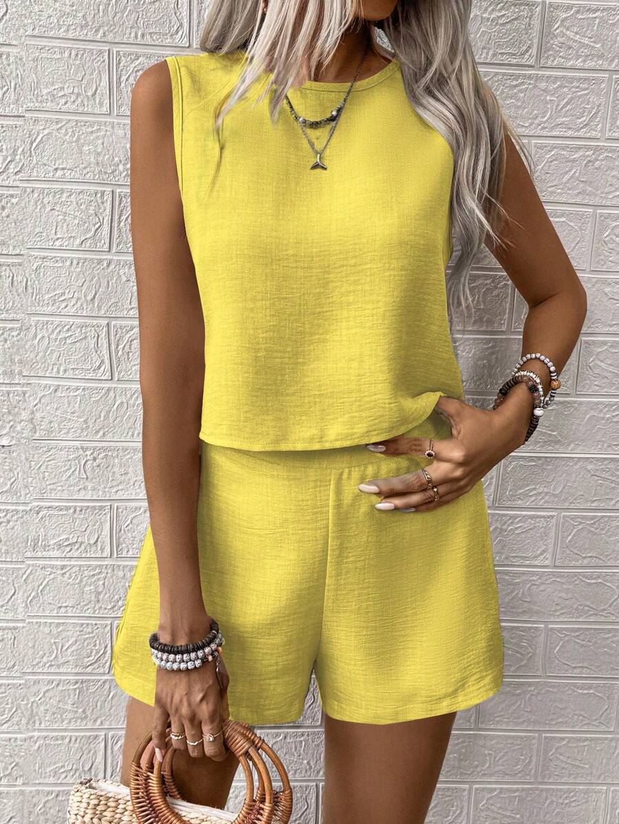 Conjunto Aurora Colete e Shorts Casual