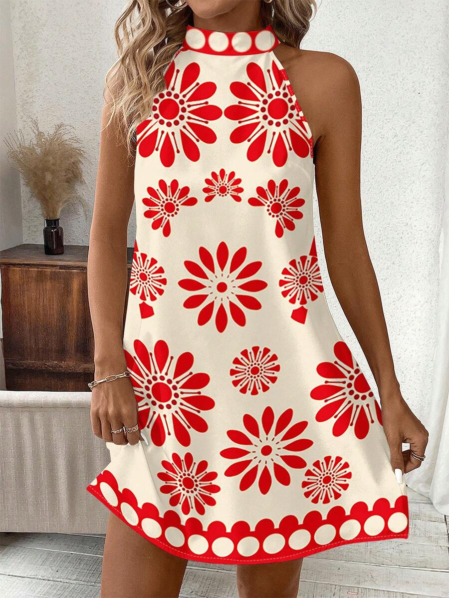 Vestido Lara Boho Mini Halter Floral