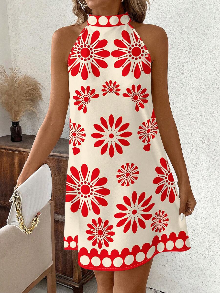 Vestido Lara Boho Mini Halter Floral