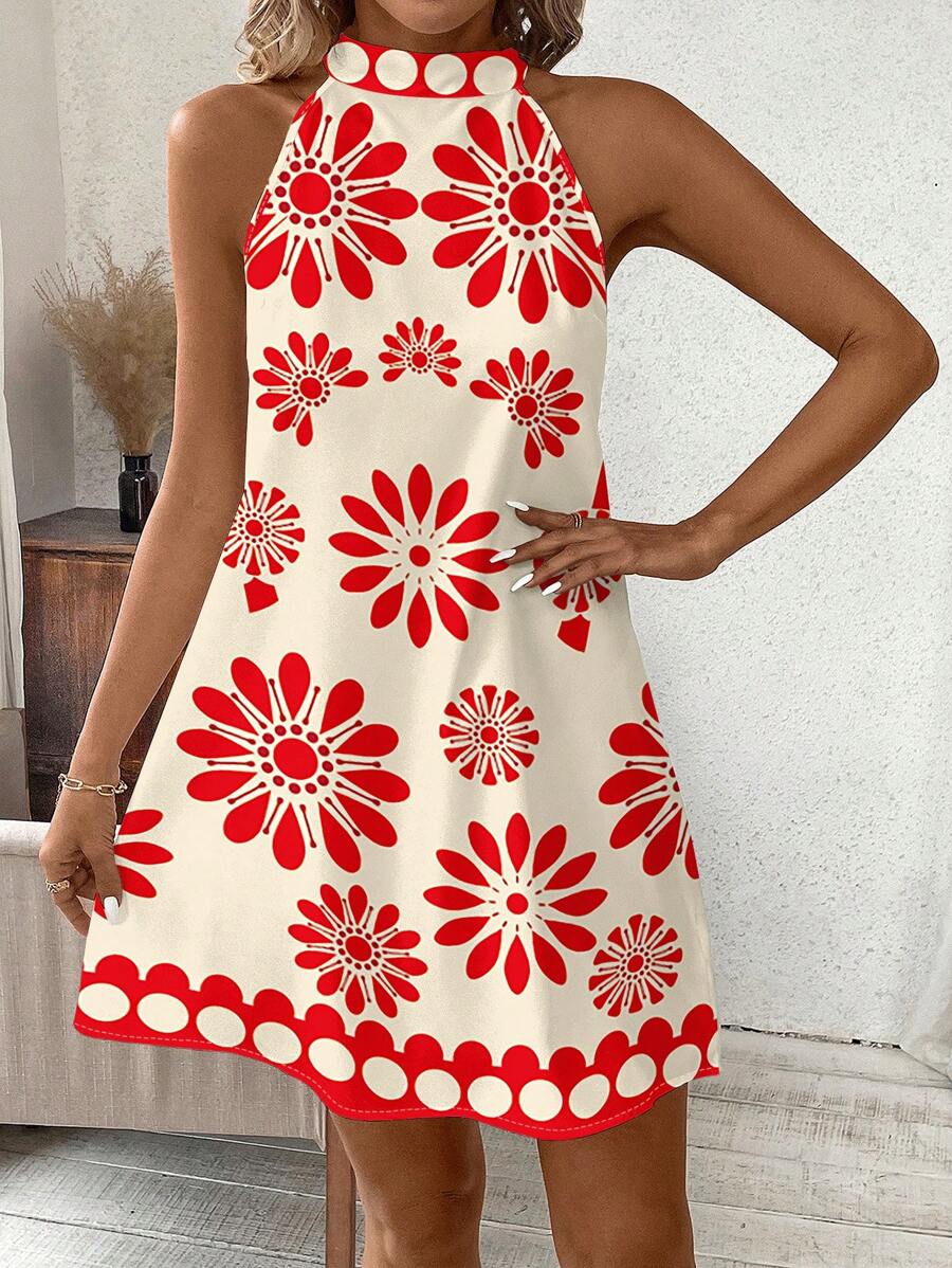 Vestido Lara Boho Mini Halter Floral