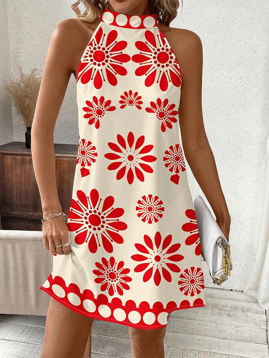 Vestido Lara Boho Mini Halter Floral