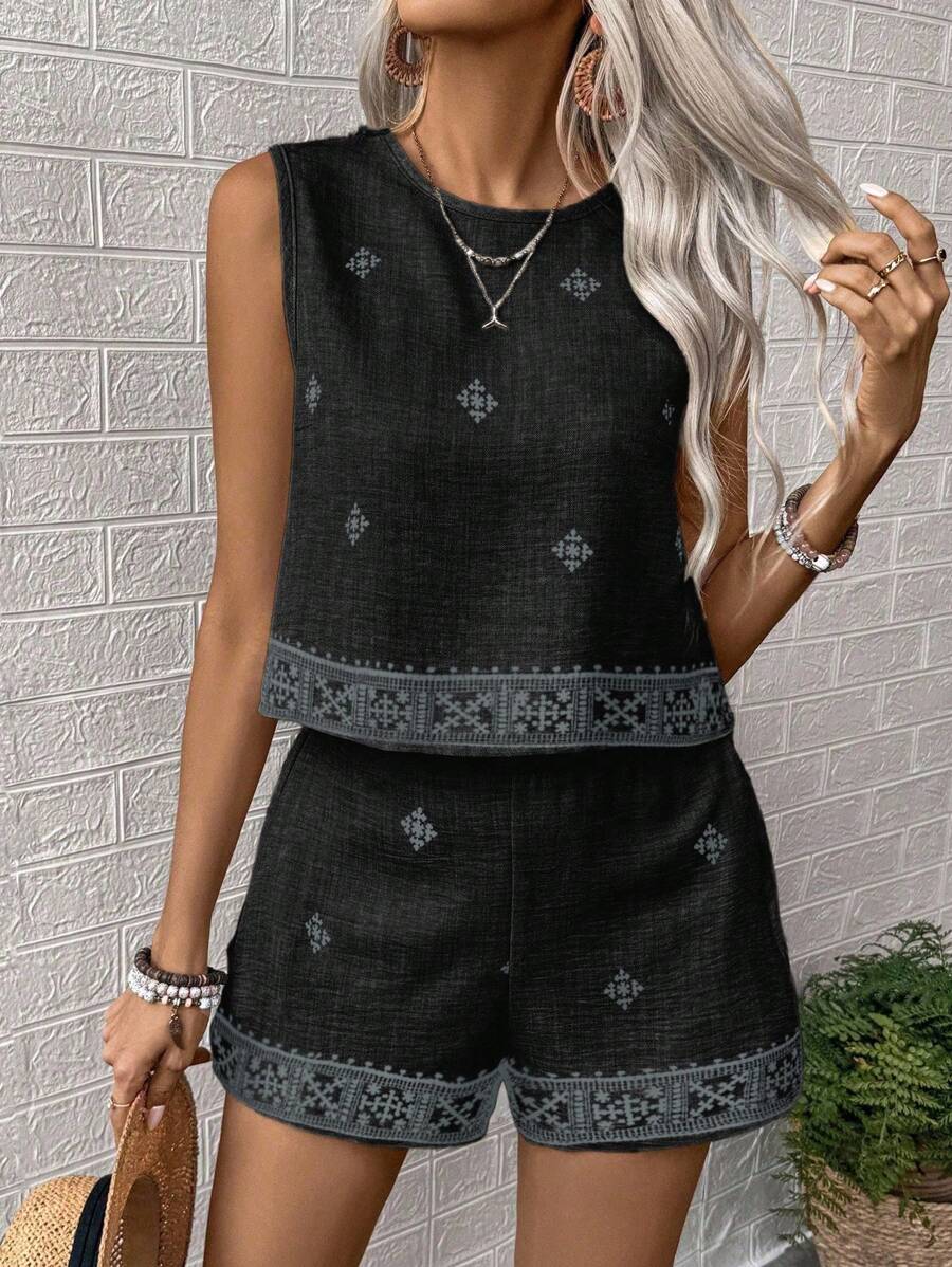 Conjunto Aurora Colete e Shorts Casual