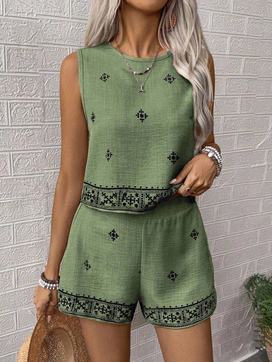 Conjunto Aurora Colete e Shorts Casual