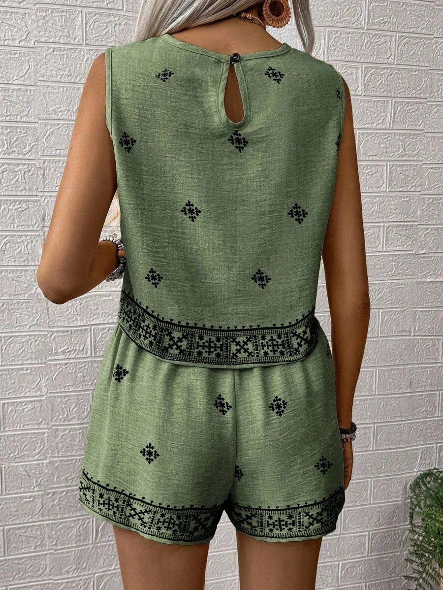 Conjunto Aurora Colete e Shorts Casual