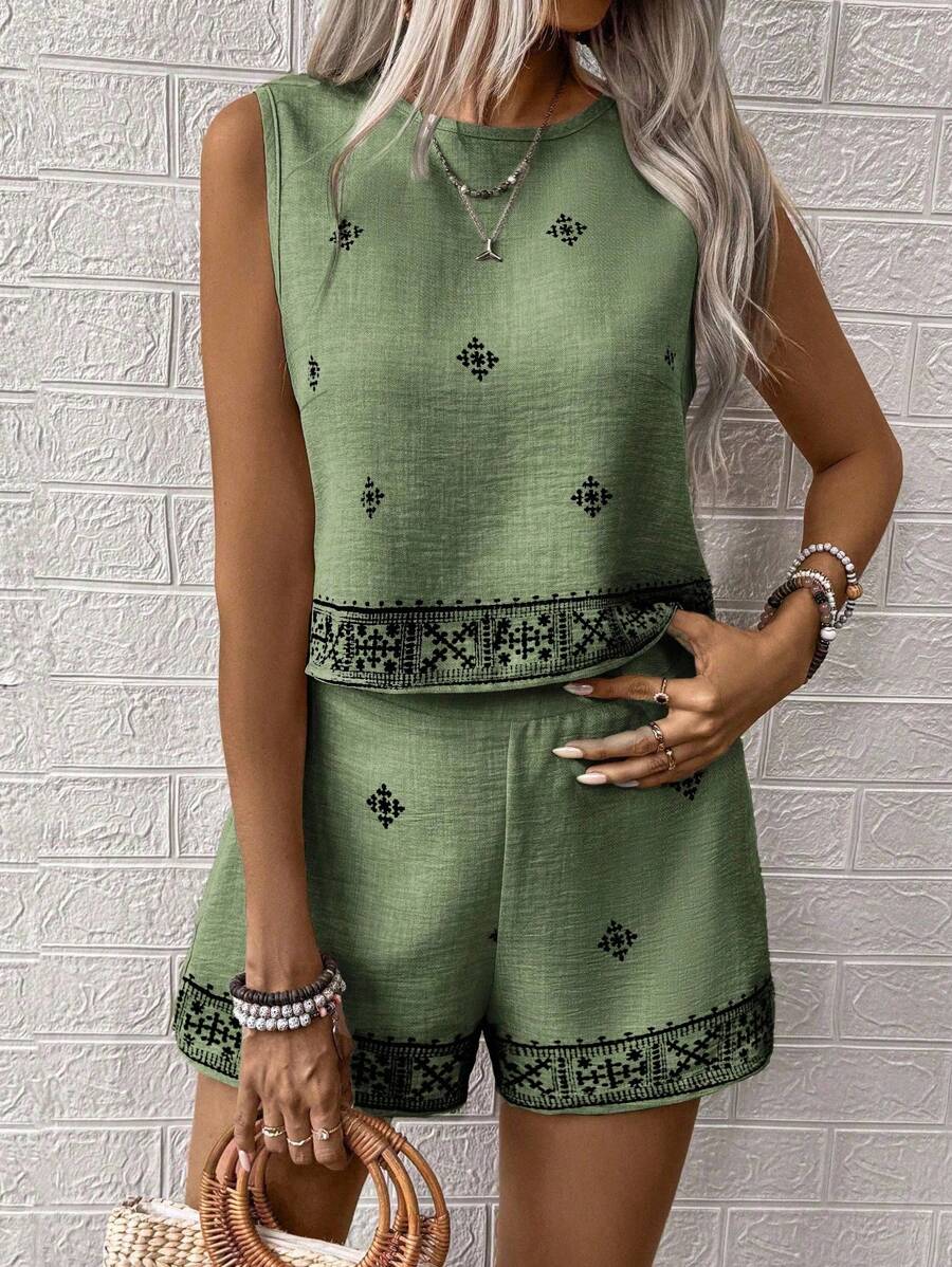 Conjunto Aurora Colete e Shorts Casual