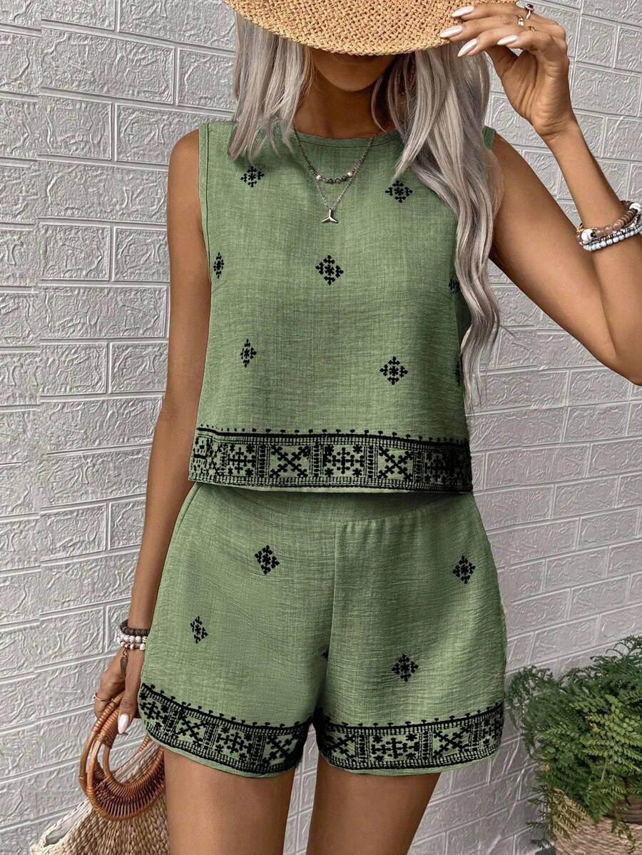 Conjunto Aurora Colete e Shorts Casual