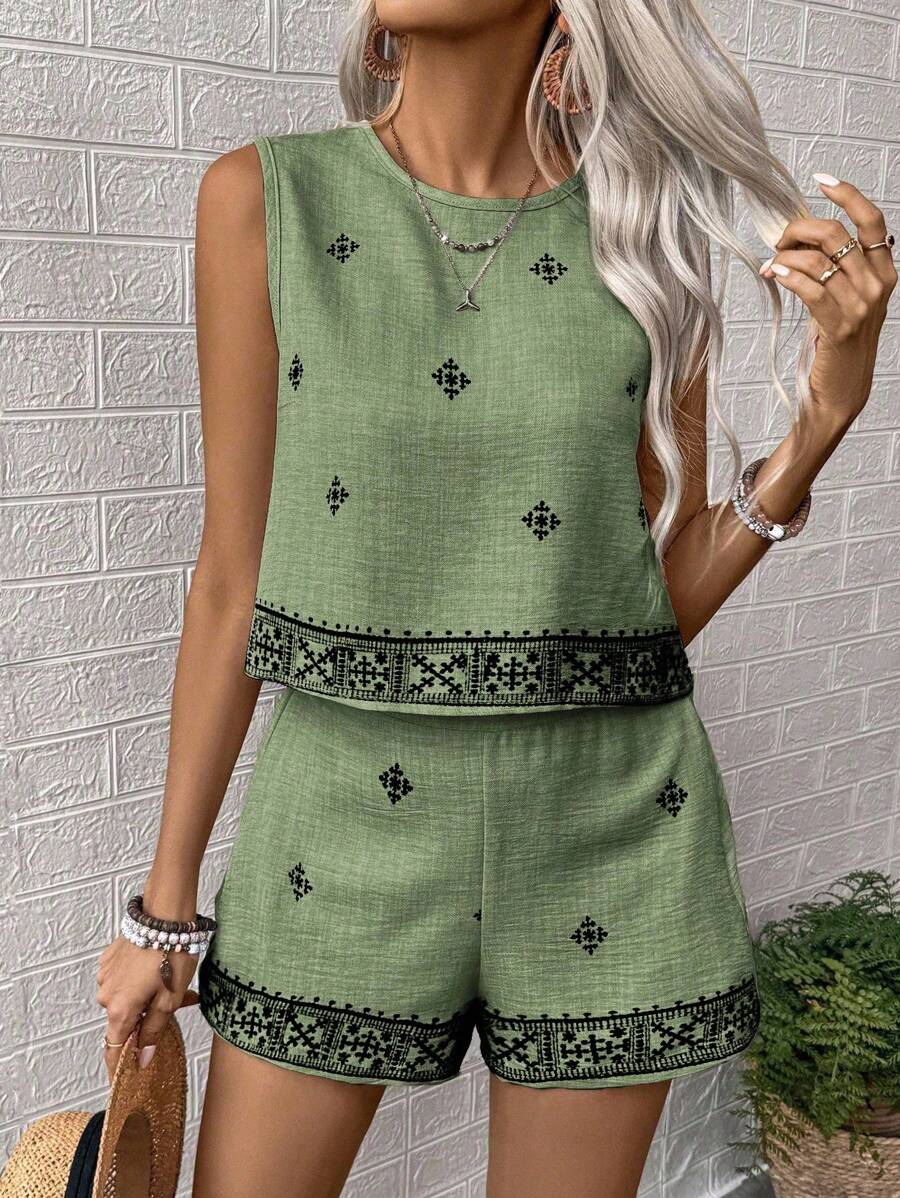 Conjunto Aurora Colete e Shorts Casual