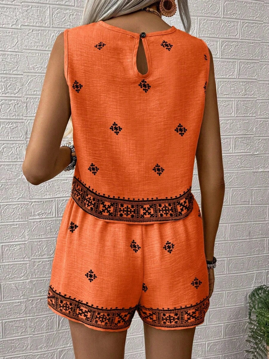 Conjunto Aurora Colete e Shorts Casual