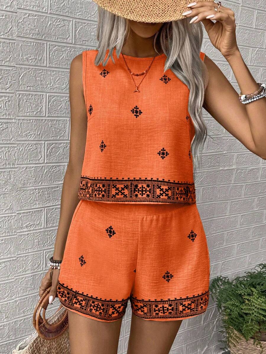 Conjunto Aurora Colete e Shorts Casual