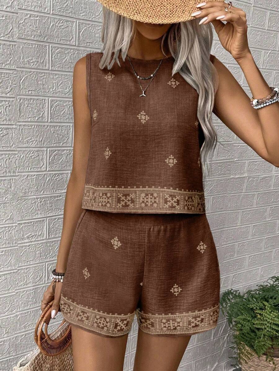 Conjunto Aurora Colete e Shorts Casual