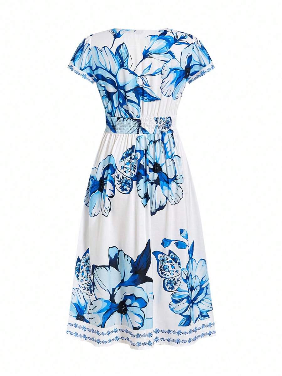 Vestido Clara Boho Midi Decote V Retrô