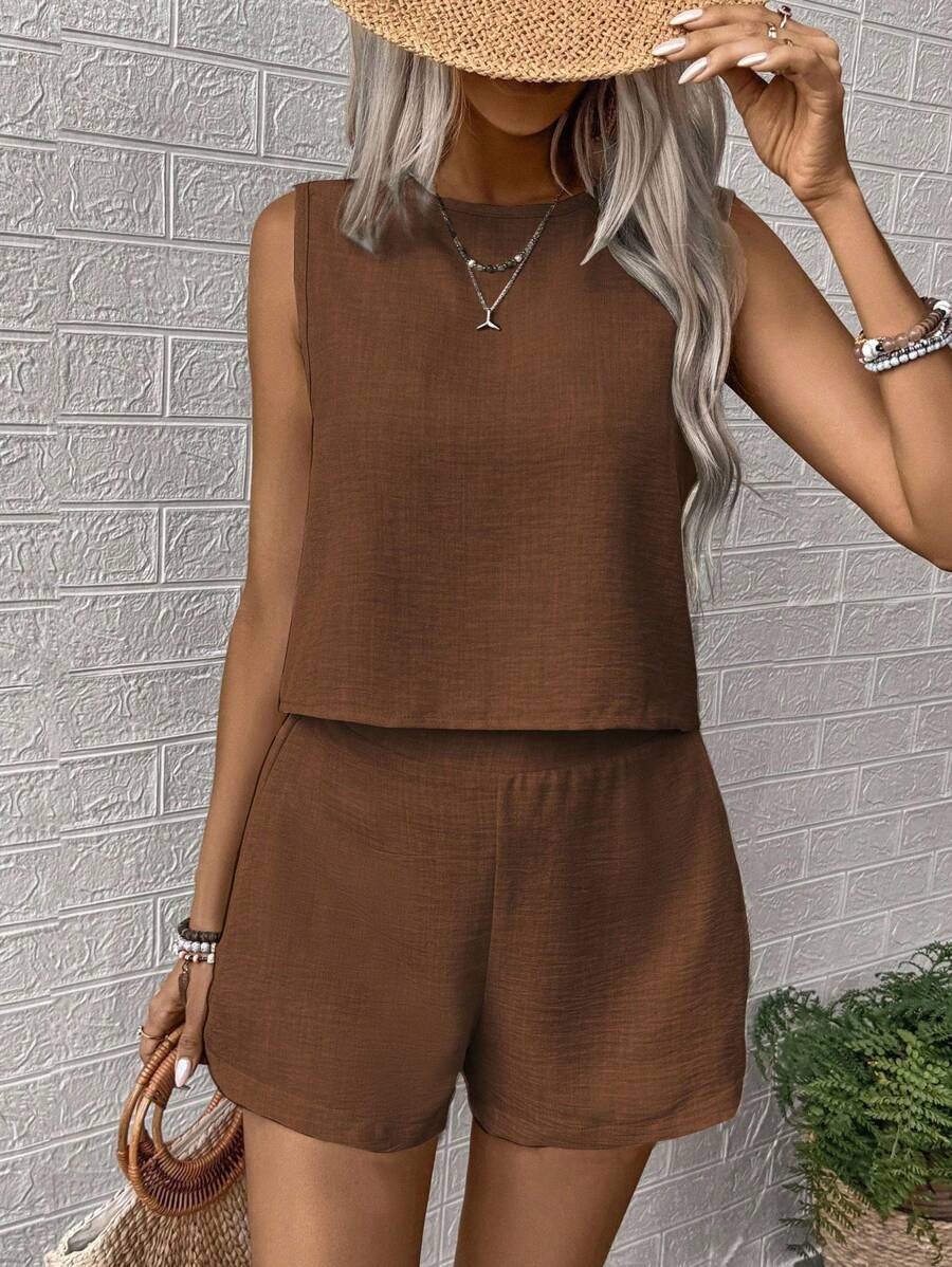 Conjunto Aurora Colete e Shorts Casual