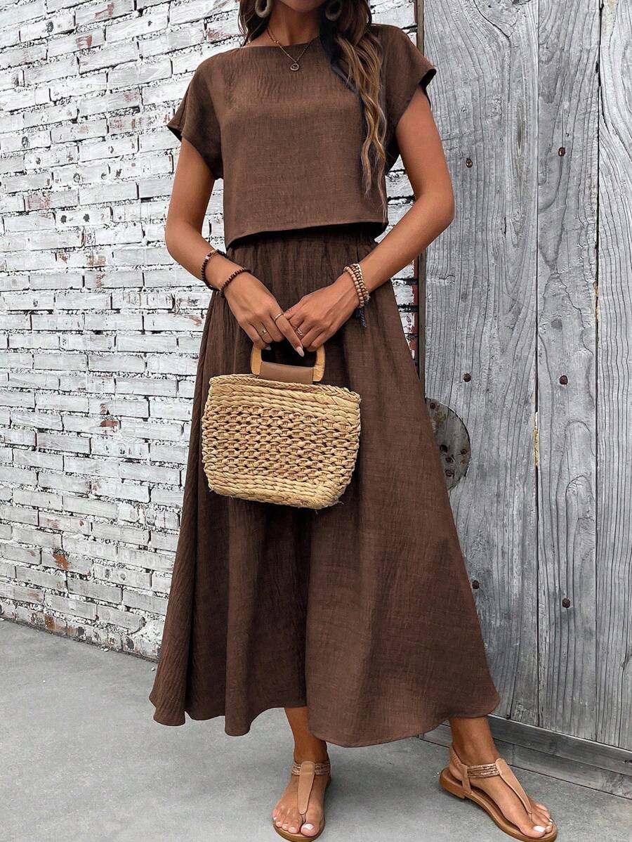 Conjunto Serena Top Curto e Saia Mini