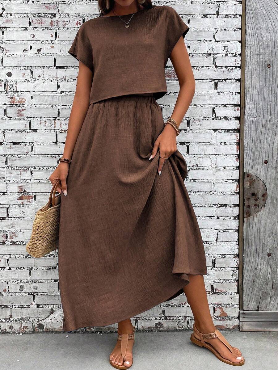 Conjunto Serena Top Curto e Saia Mini