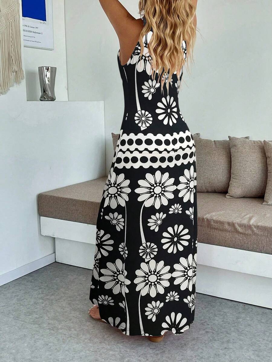 Vestido Maya Boho Longo Alça Fina Tropical