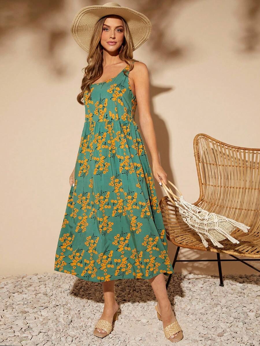 Vestido Nina Boho Midi Floral Gola U