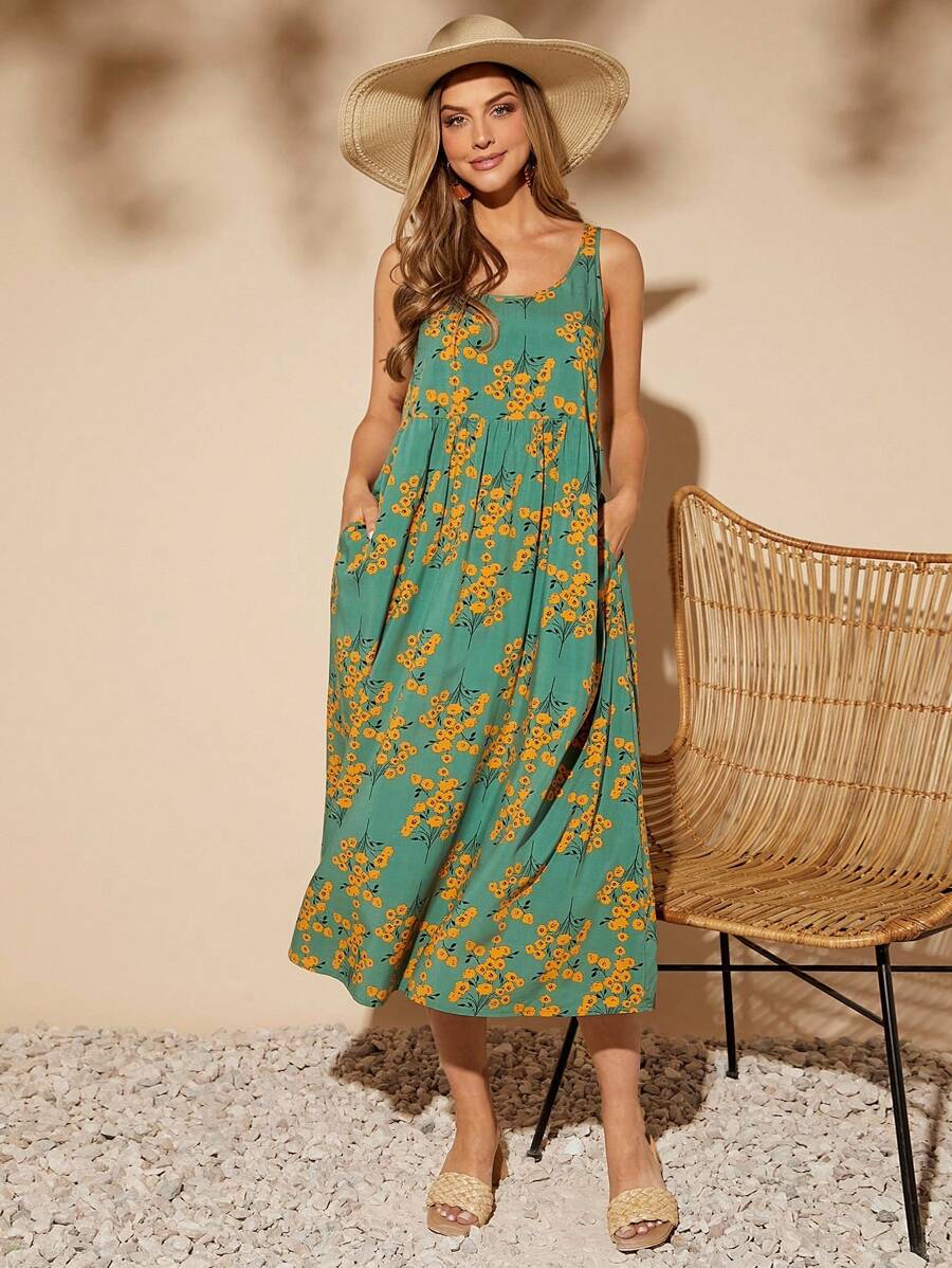 Vestido Nina Boho Midi Floral Gola U