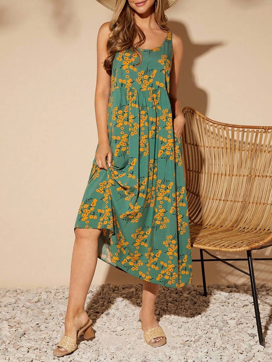 Vestido Nina Boho Midi Floral Gola U