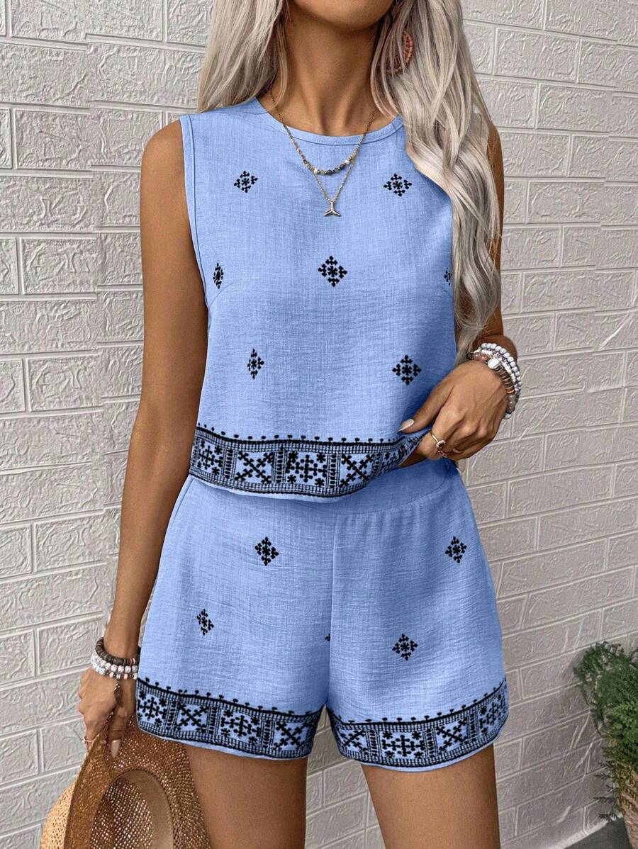 Conjunto Aurora Colete e Shorts Casual