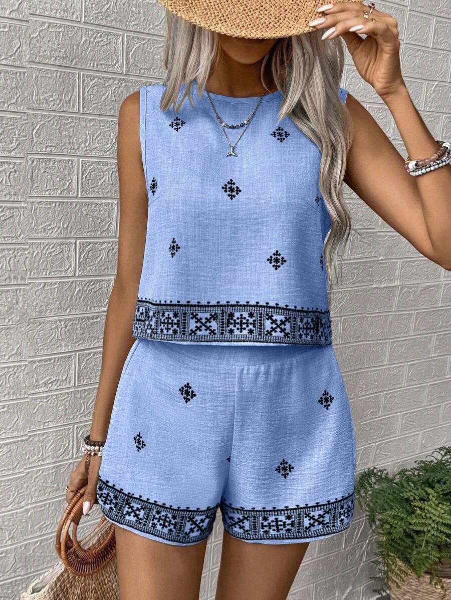 Conjunto Aurora Colete e Shorts Casual