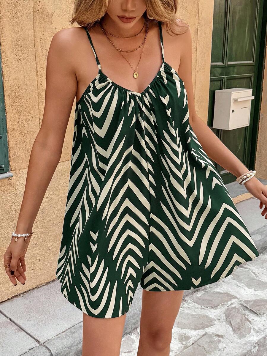 Macacão Curto Brillora Estampado Casual