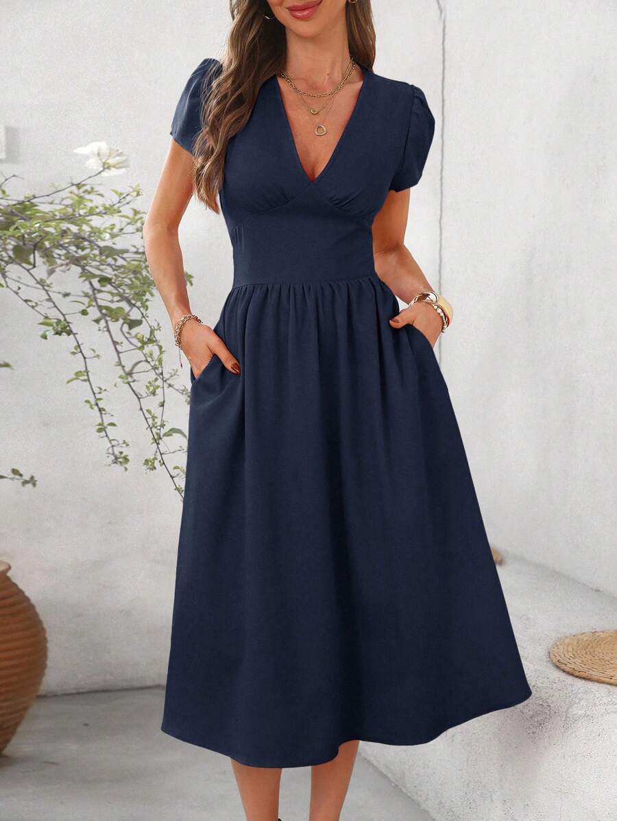 Vestido Elisa Casual Midi Assimétrico com Bolso