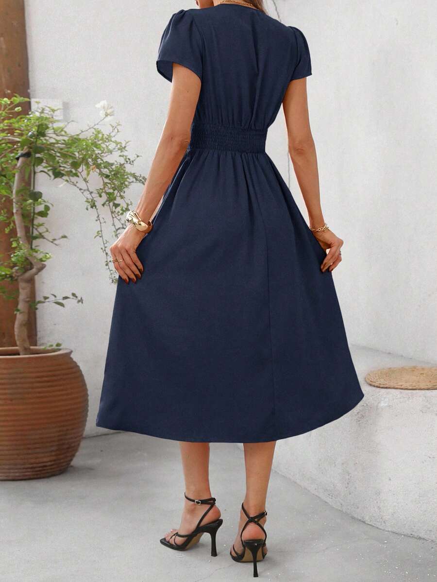 Vestido Elisa Casual Midi Assimétrico com Bolso