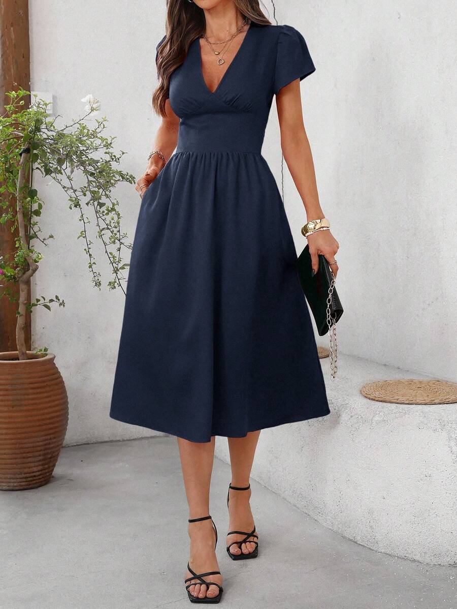 Vestido Elisa Casual Midi Assimétrico com Bolso