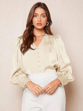 Blusa Acetinada Damasco em Cetim Feminina | Sofisticação do PP ao GG