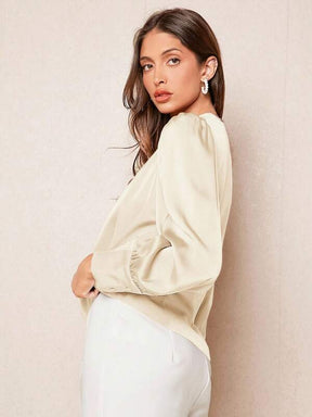 Blusa Acetinada Damasco em Cetim Feminina | Sofisticação do PP ao GG